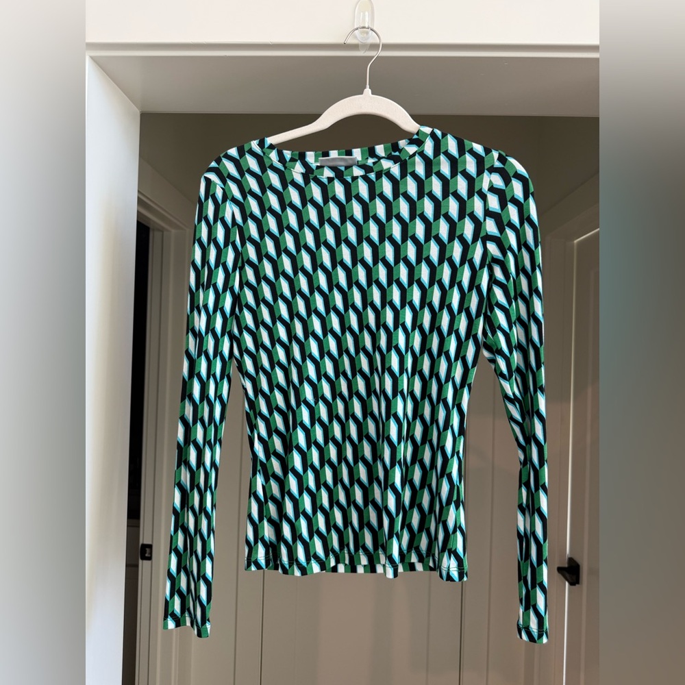 Women's Crewneck Arrow Geo Green Long Sleeve Top - DVF for Target - Size XS